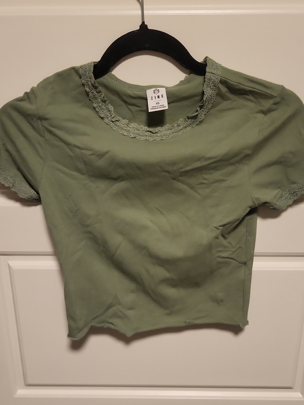 Zine Sage Green Lace-Edge Cropped Top